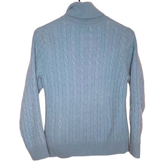 Vertical Design 2-Ply Baby Blue 100% Cashmere PLUSH Lux Turtleneck Sweater -Sz L - Picture 4 of 7